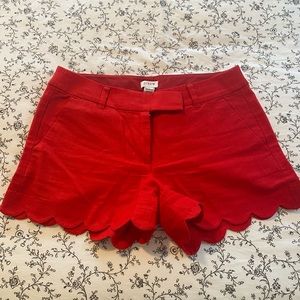 Jcrew 4” Red Scalloped Short
